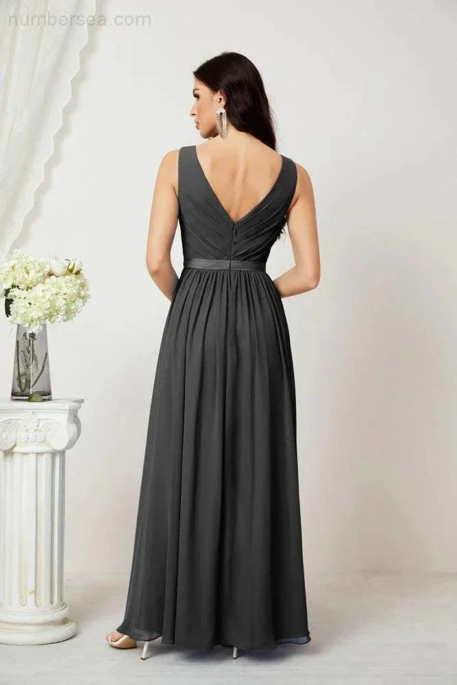 Women's Chiffon Long Bridesmaid Dresses A line Sleeveless Formal Prom Gown for Evening Party Homecoming Dresses 2808 (ZD16947)