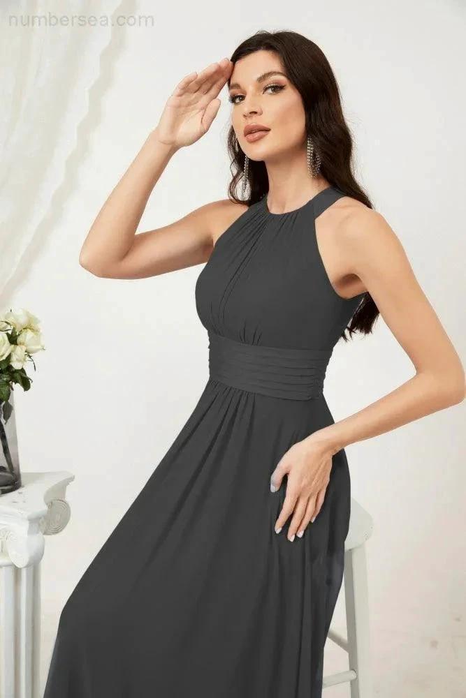 ZapDress Formal Party Gown Dress Chiffon Halter Long Sleeveless Bridesmaid Dresses 2802 (ZD16960)