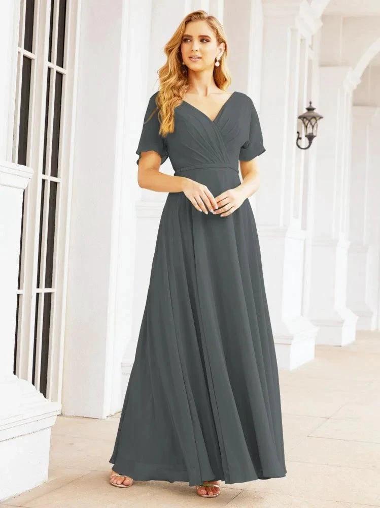 Numbersea Formal Prom Gowns for Mother of The Bride Short Sleeves Bridesmaid Dress 28049 by numbersea