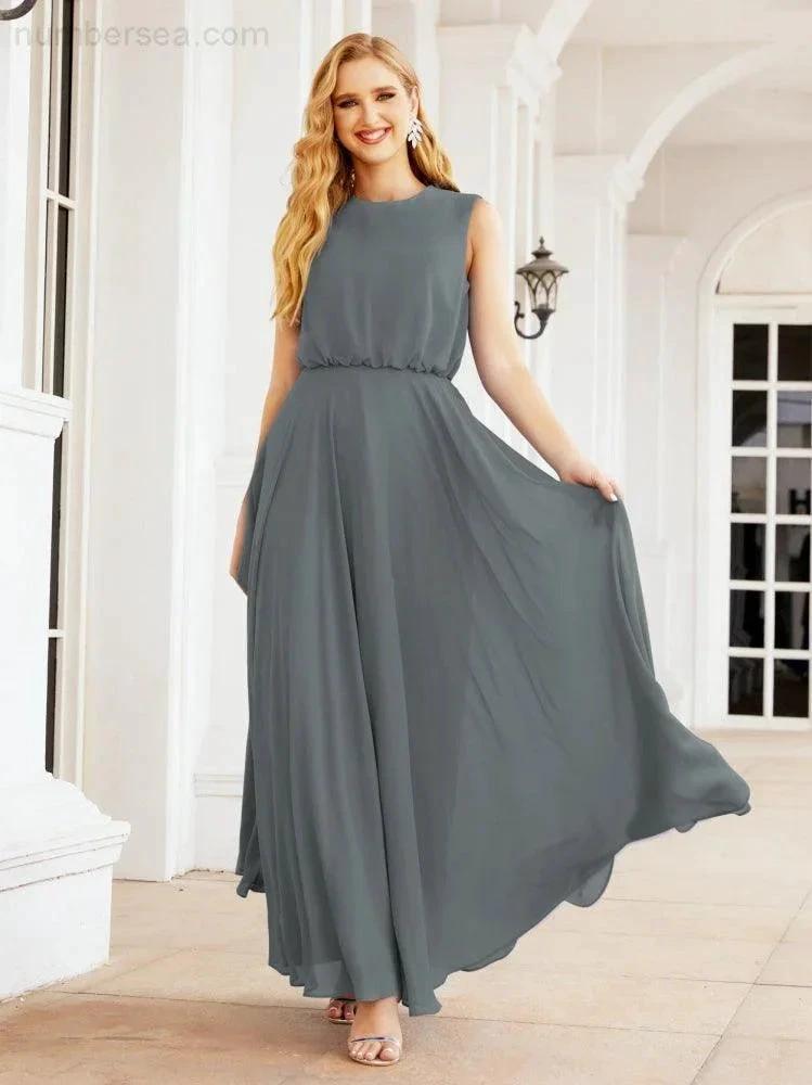 ZapDress Sleeveless Long Bridesmaid Dress A line Formal Evening Prom Gown 28025 (ZD17053)