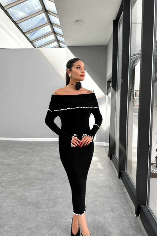 Slim-Fit One-Shoulder Ruffle Work Dress - View 4 | VelvetHem