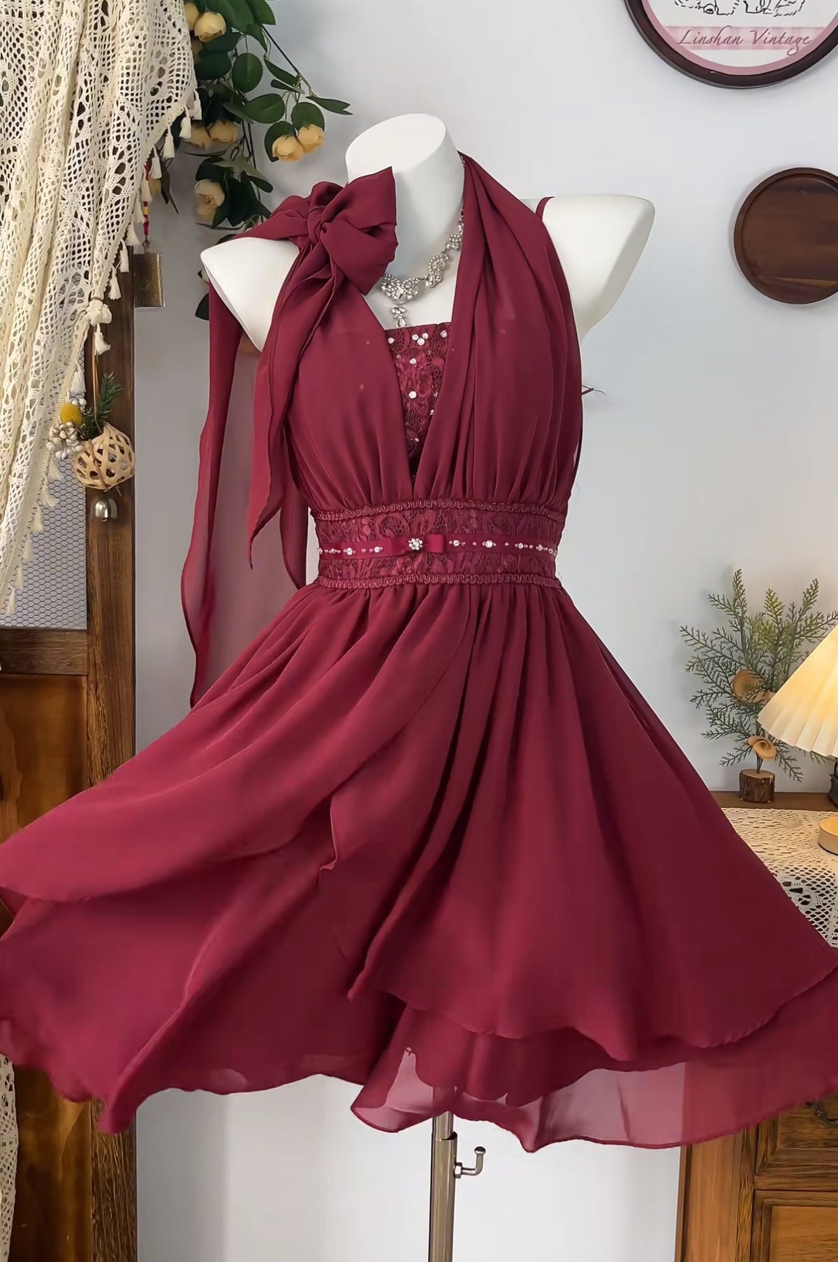 A-Line Burgundy Short Homecoming Dress