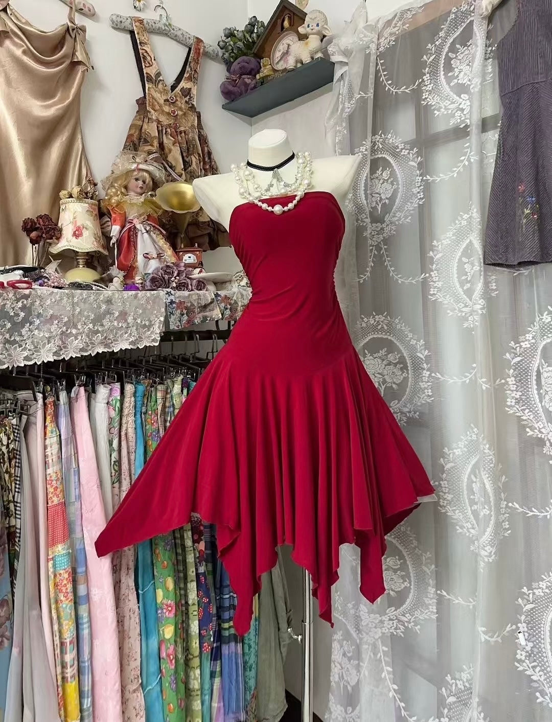 Strapless A-Line Red Birthday Dress Homecoming Dress