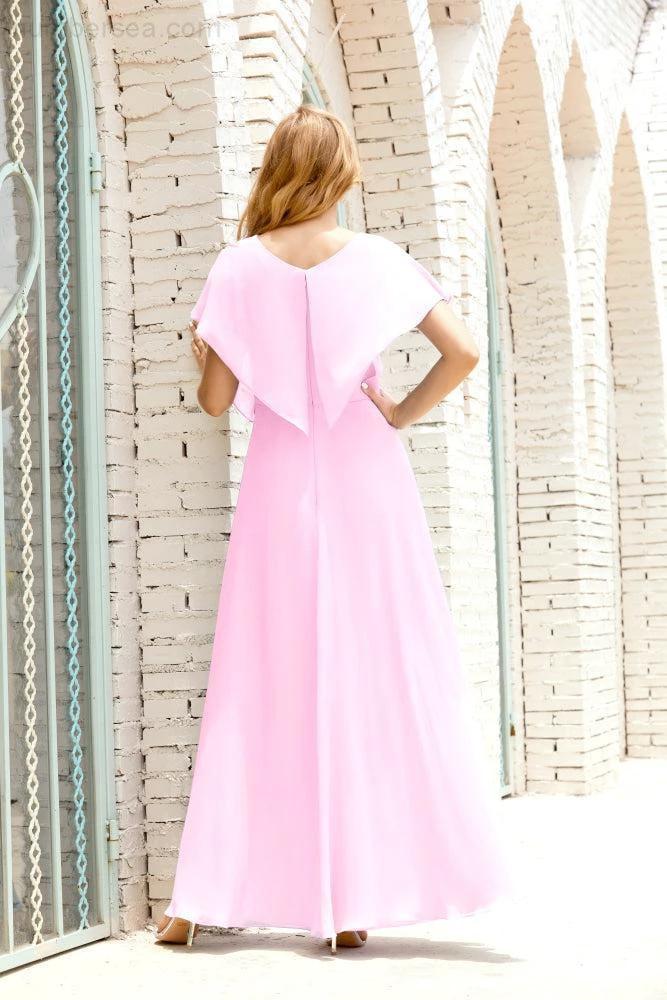 Zapdress Mother of The Bride Dresses Plus Size V-Neck Floor Length Formal Prom Dress for Wedding Guest 28020 (ZD17058)