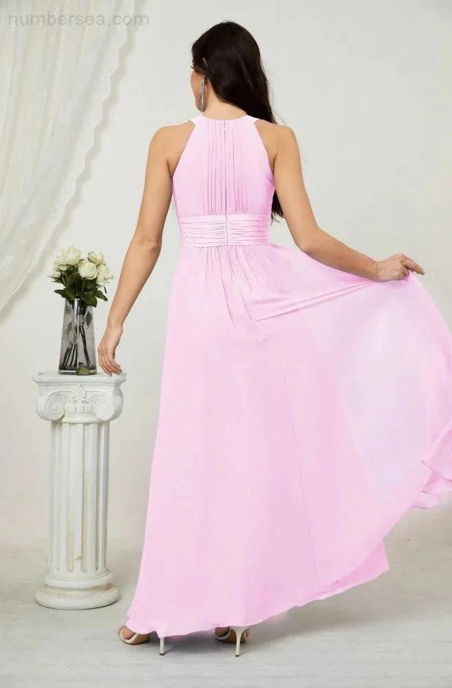 ZapDress Formal Party Gown Dress Chiffon Halter Long Sleeveless Bridesmaid Dresses 2802 (ZD16960)