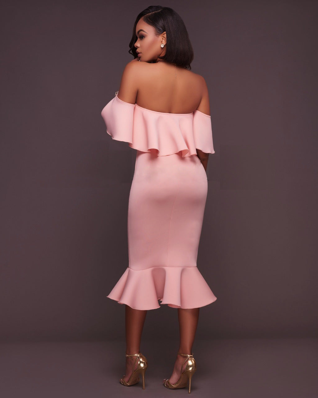 Havana Ruffle Midi Dress Vintage Mauve FINAL