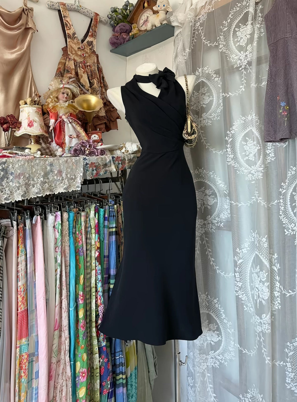 Black Mermaid Prom Dress Vintage Evening Party Dress