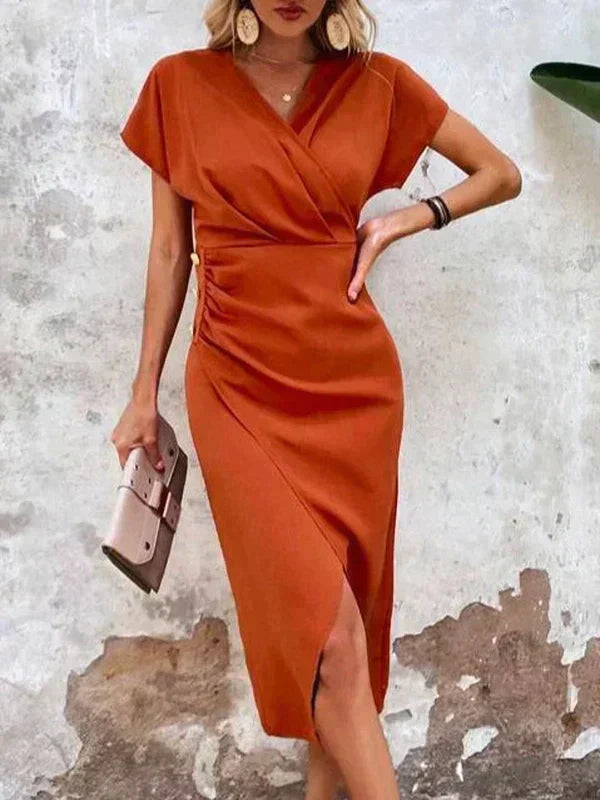 Abigail Exclusive Chic Midi Dress with a V Neck Evening Wear Edit
