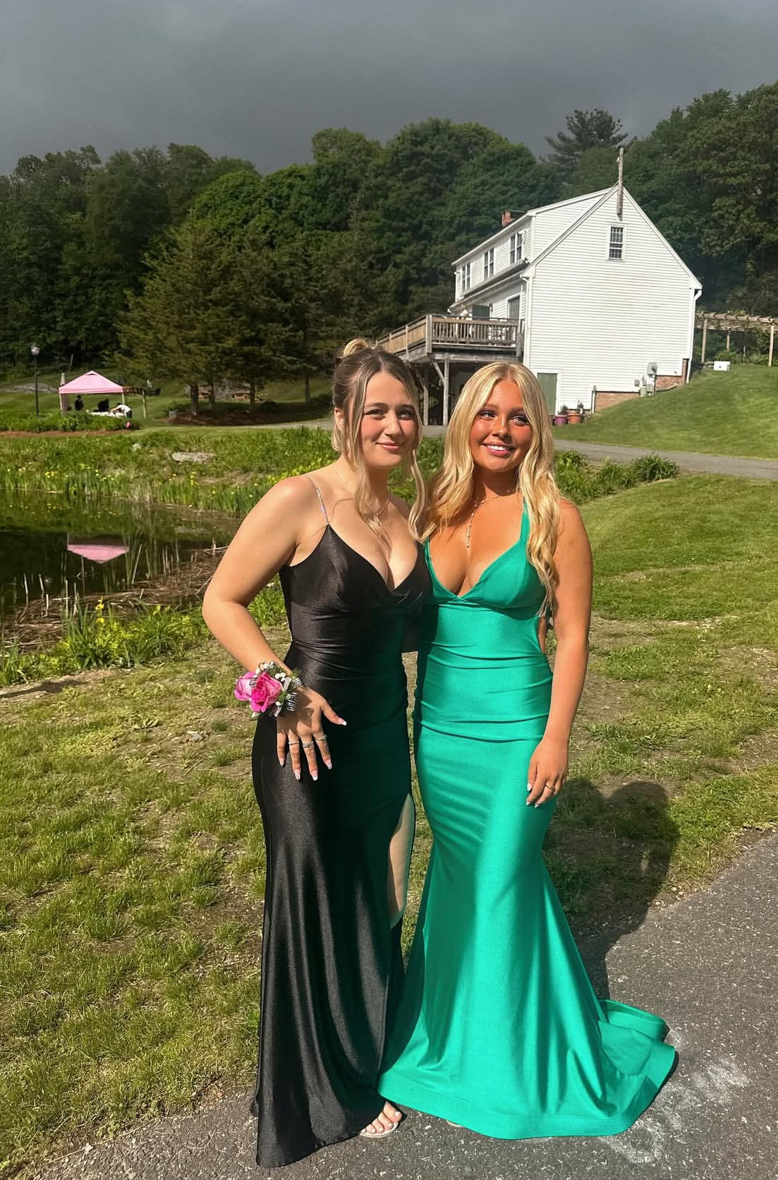 Green Mermaid Long Prom Dress Satin Evening Dress