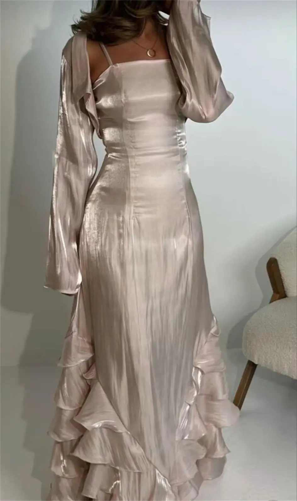 Vintage Prom Dresses with Pleated Ruffles Floor Length Evening Gown Y4595 - VelvetHem