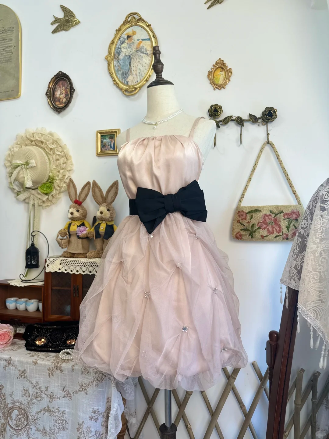 Simple Spaghetti Straps Blush Pink Satin Tulle Short Homecoming Dress Birthday Outfits