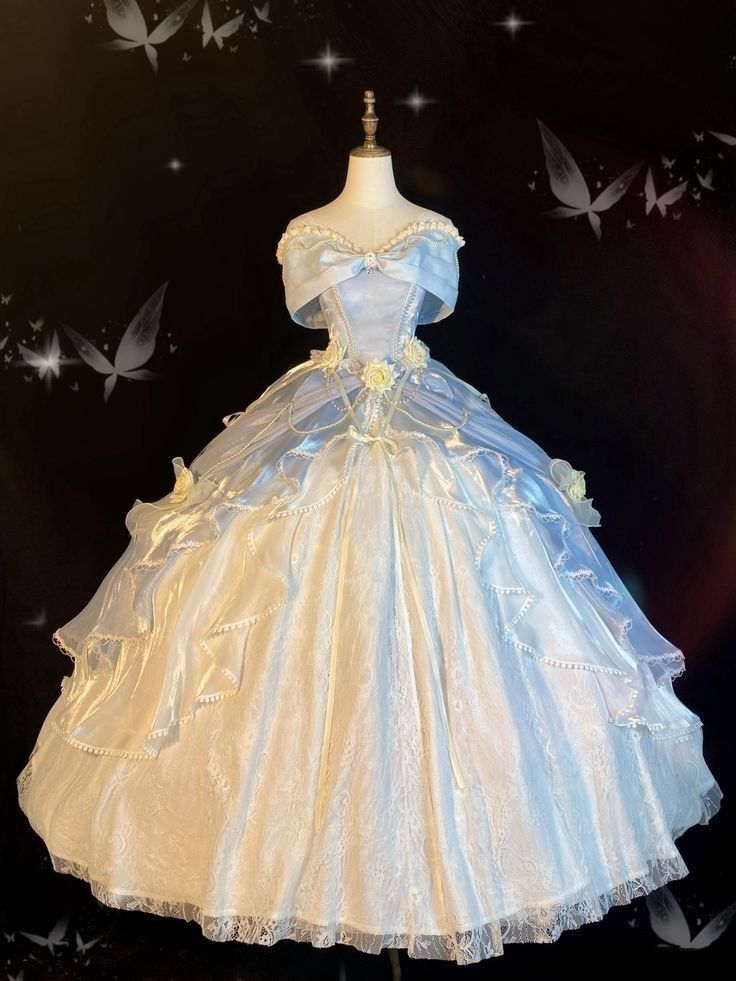Vintage Off The Shoulder Ball Gown Sweetheart Satin Blue Evening Gown Prom Dress