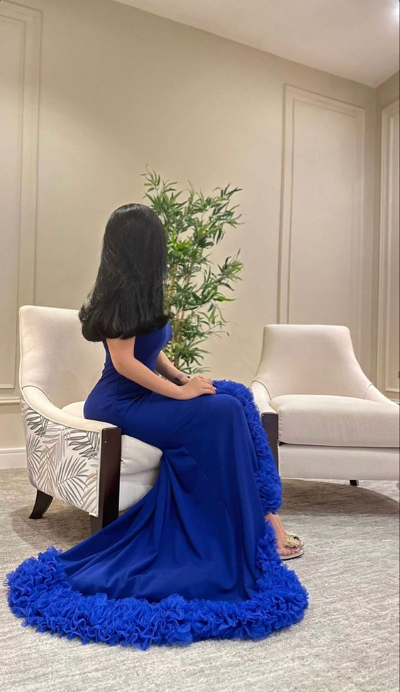 Elegant Blue Mermaid Evening Dress Blue Formal Dress Y6397 - VelvetHem