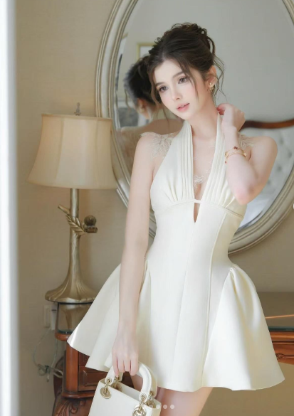 Elegant Off White Satin Lace A Line Short Party Dress Formal 8th Grade Homecoming Dress
