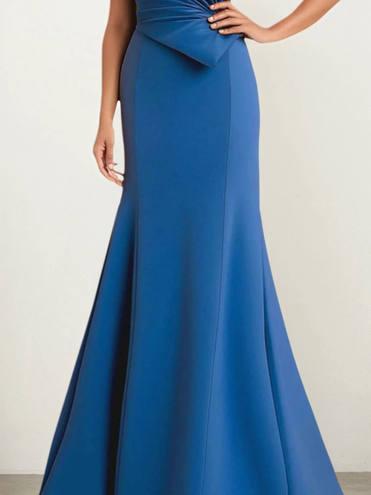 Trumpet/Mermaid Off-the-Shoulder Ruched Pearl Mother of the Bride Dress - View 3 | FashionDia