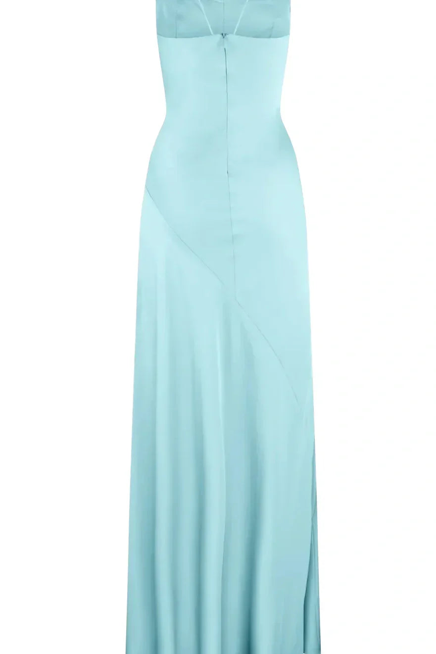 Simple Sheath Spaghetti Straps Pink Long Party Dress with Split Front