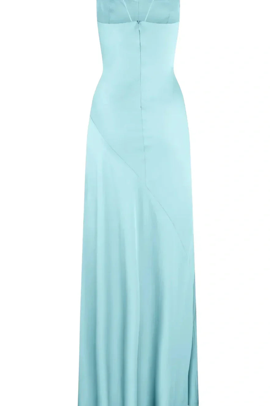 Simple Sheath Spaghetti Straps Pink Long Party Dress with Split Front