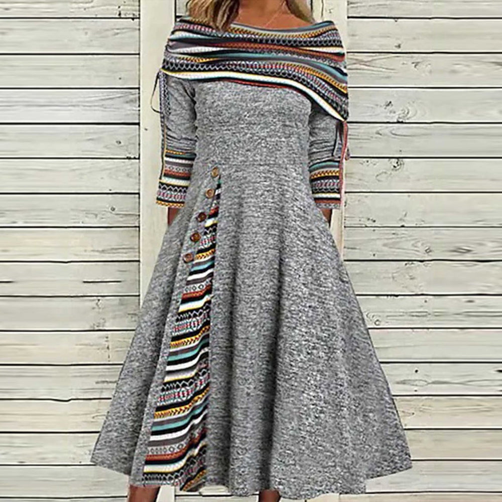 Aida Boutique Cotton Dress with a Round Neckline Collection