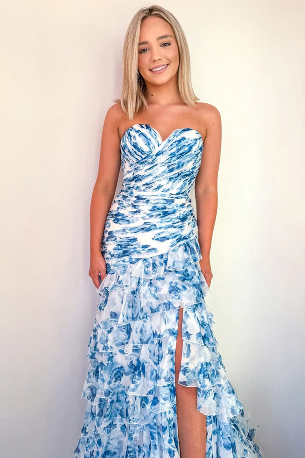 Gorgeous Mermaid Sweetheart Pink Long Party Dress with Ruffles