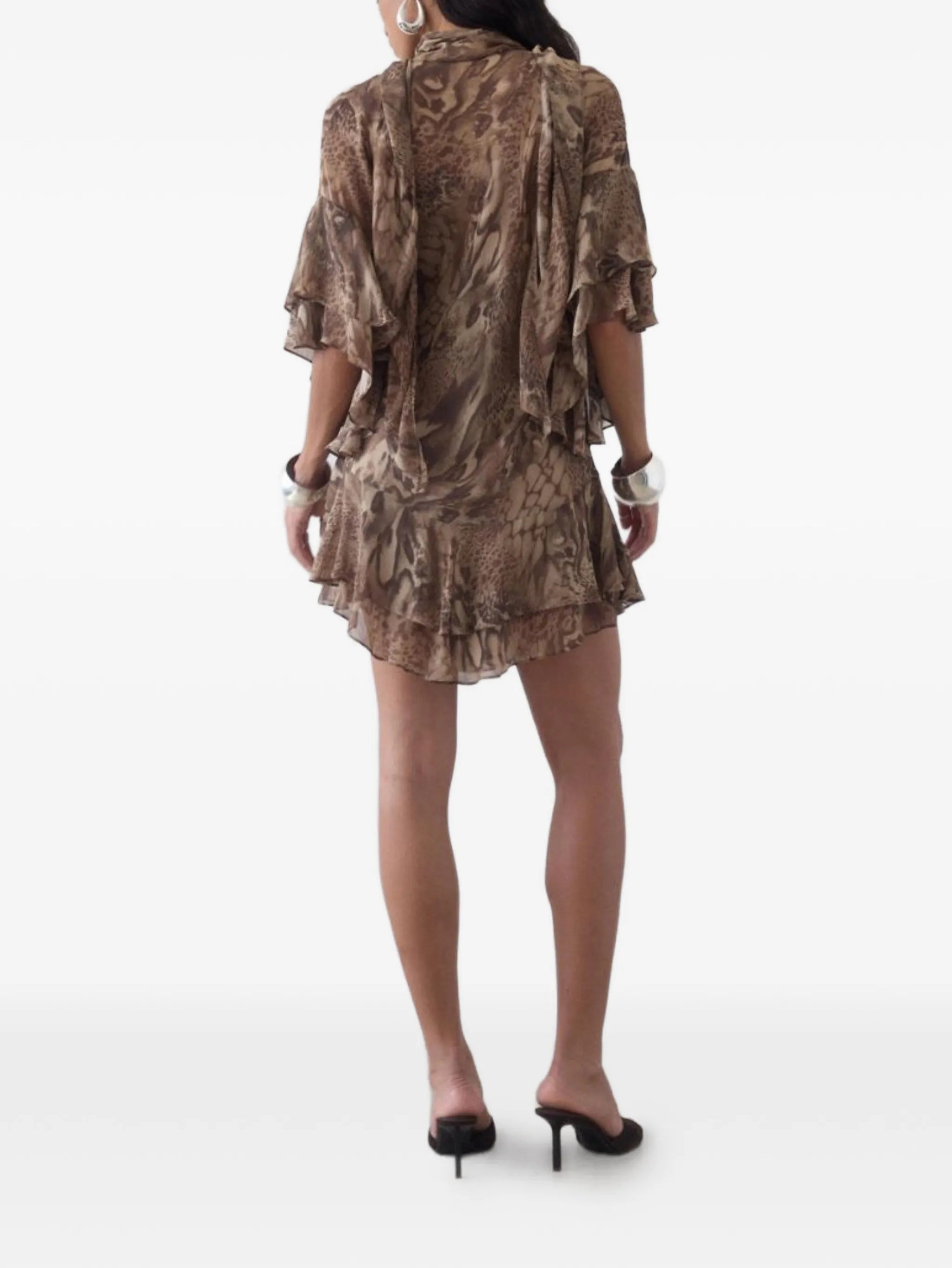Ruffled Animal Print Mini Dress