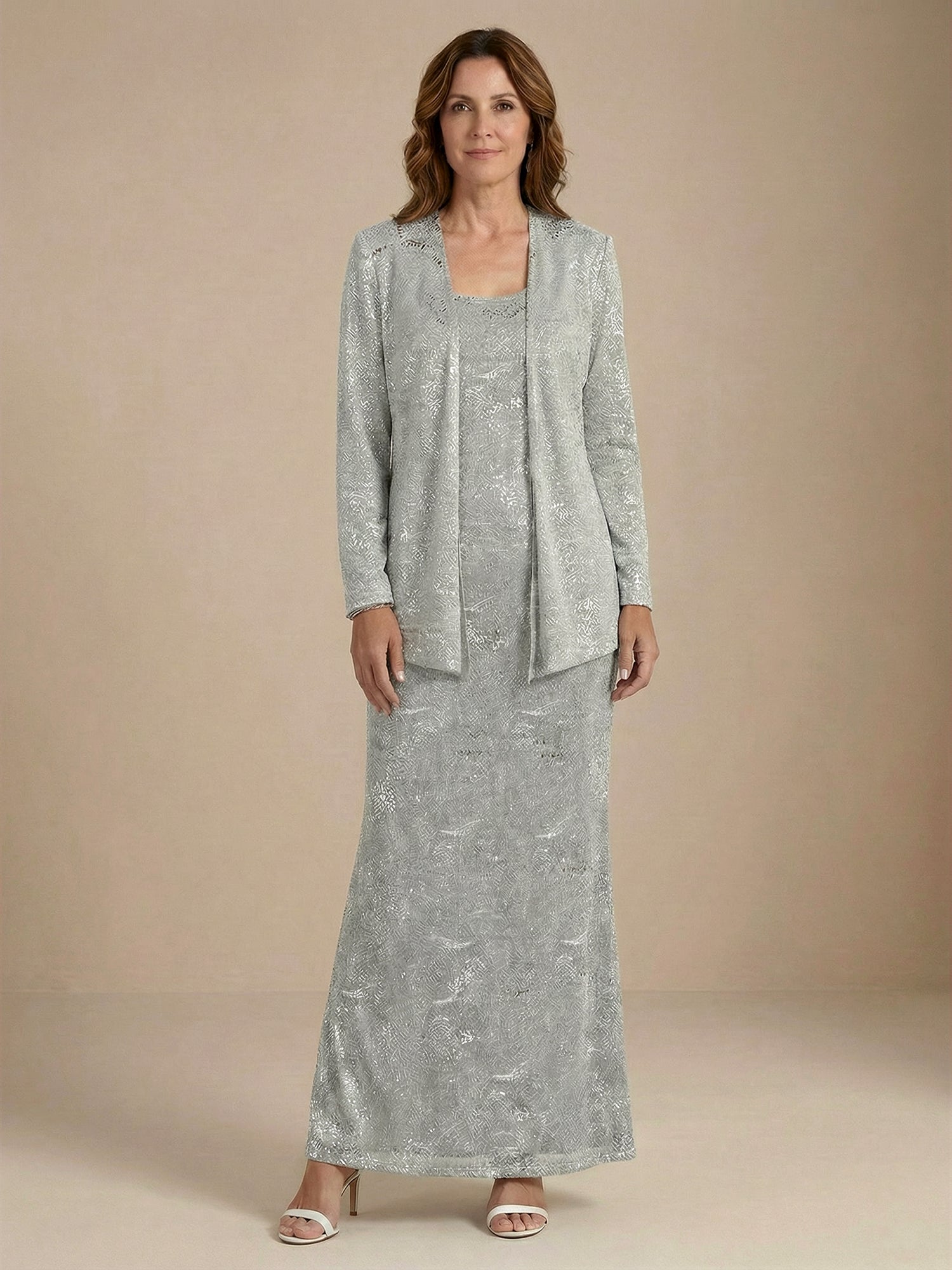 Chiffon Mother of the Bride Dresses with Sequins & Jacket