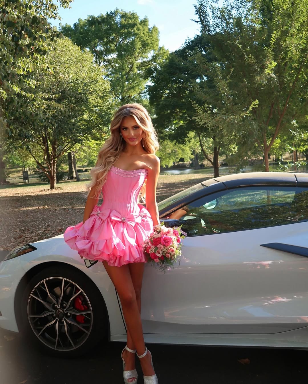 Princess A-Line Strapless Red Corset Homecoming Dress with Bowknot - View 8 | FashionDia