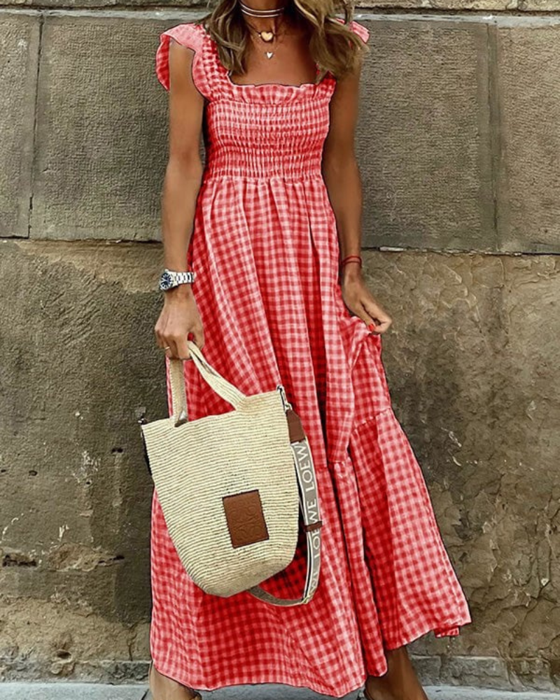 Hope Statement Sleeveless Plaid Maxi Dress Elevated Occasion Wear
