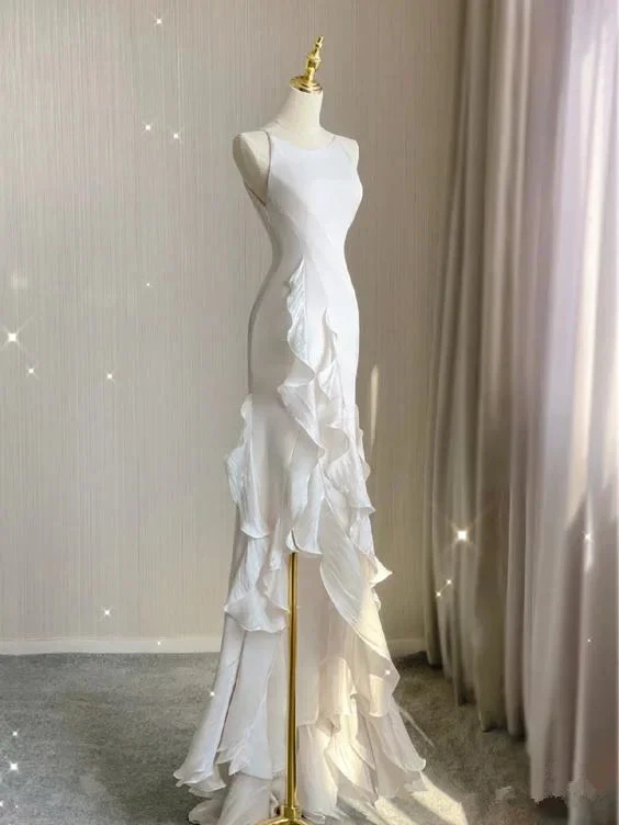 Charming White Wedding Dress,Sleeveless Bridal Dress Y2066 by simplepromdress