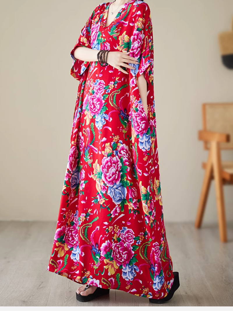Elegance Cool Flower Kaftan Dress