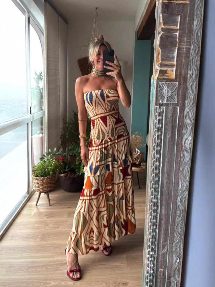 Summer Retro Bohemian Camisole Maxi Dress