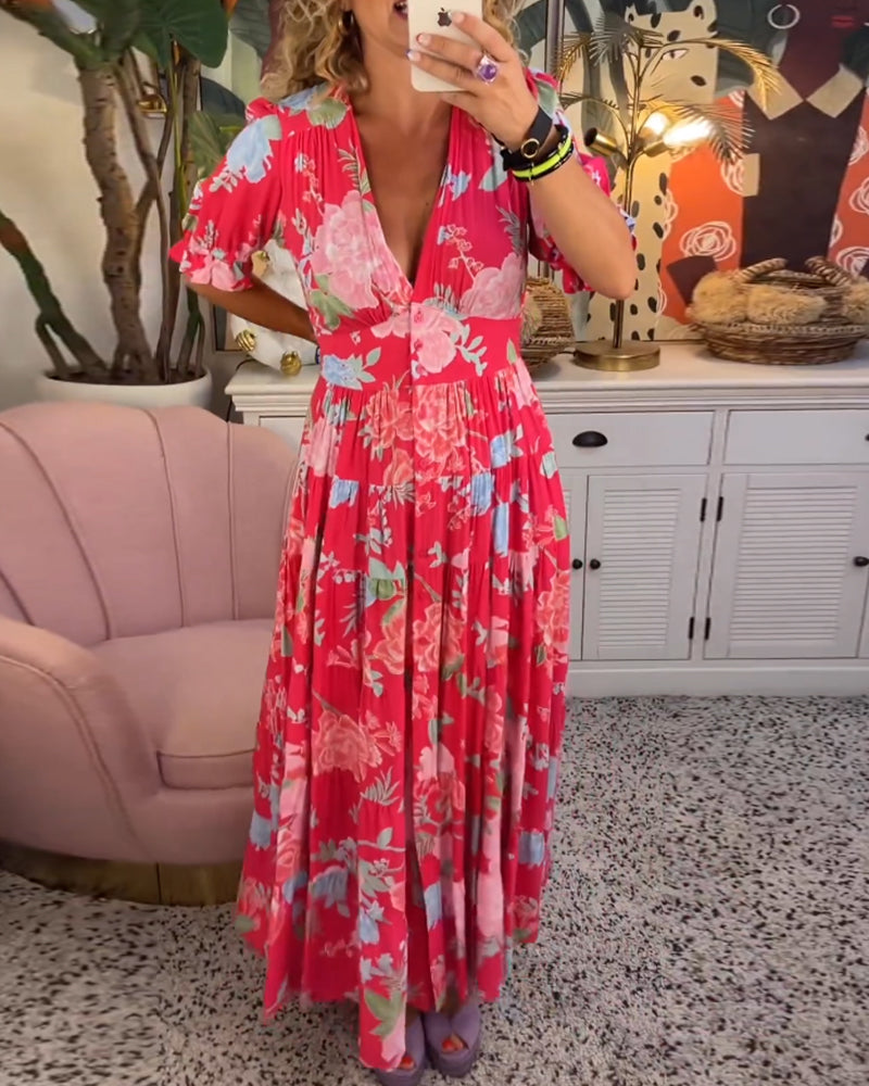 Marina Boutique Floral Dress a Line Puff Sleeves Collection