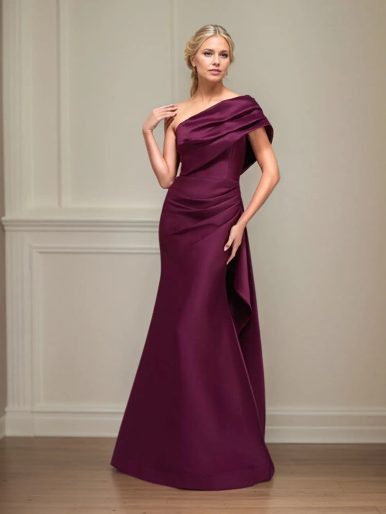Trumpet/Mermaid One Shoulder Sleeveless Satin Mother of the Bride Dress With Ruched