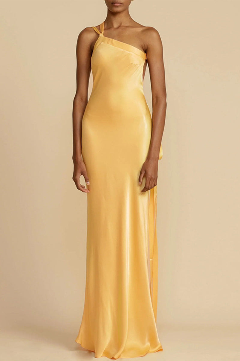 Elegant Formal Solid Backless Oblique Collar Evening Dress Dresses - View 6 | VelvetHem