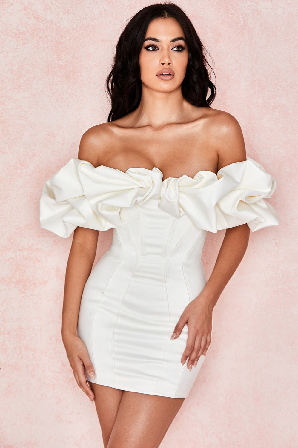 Minimalist Boned Ruffle Mini Dress for Modern Fashion Wear