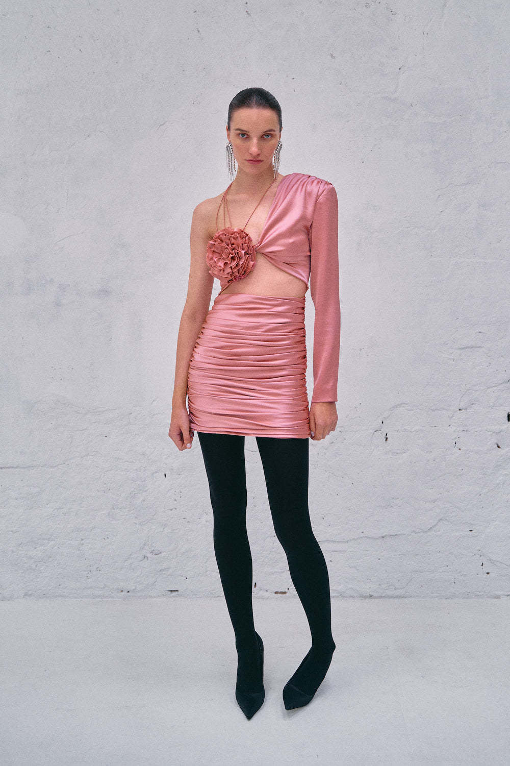 Strappy Asymmetrical Embroidered Prom Dress - View 2 | VelvetHem