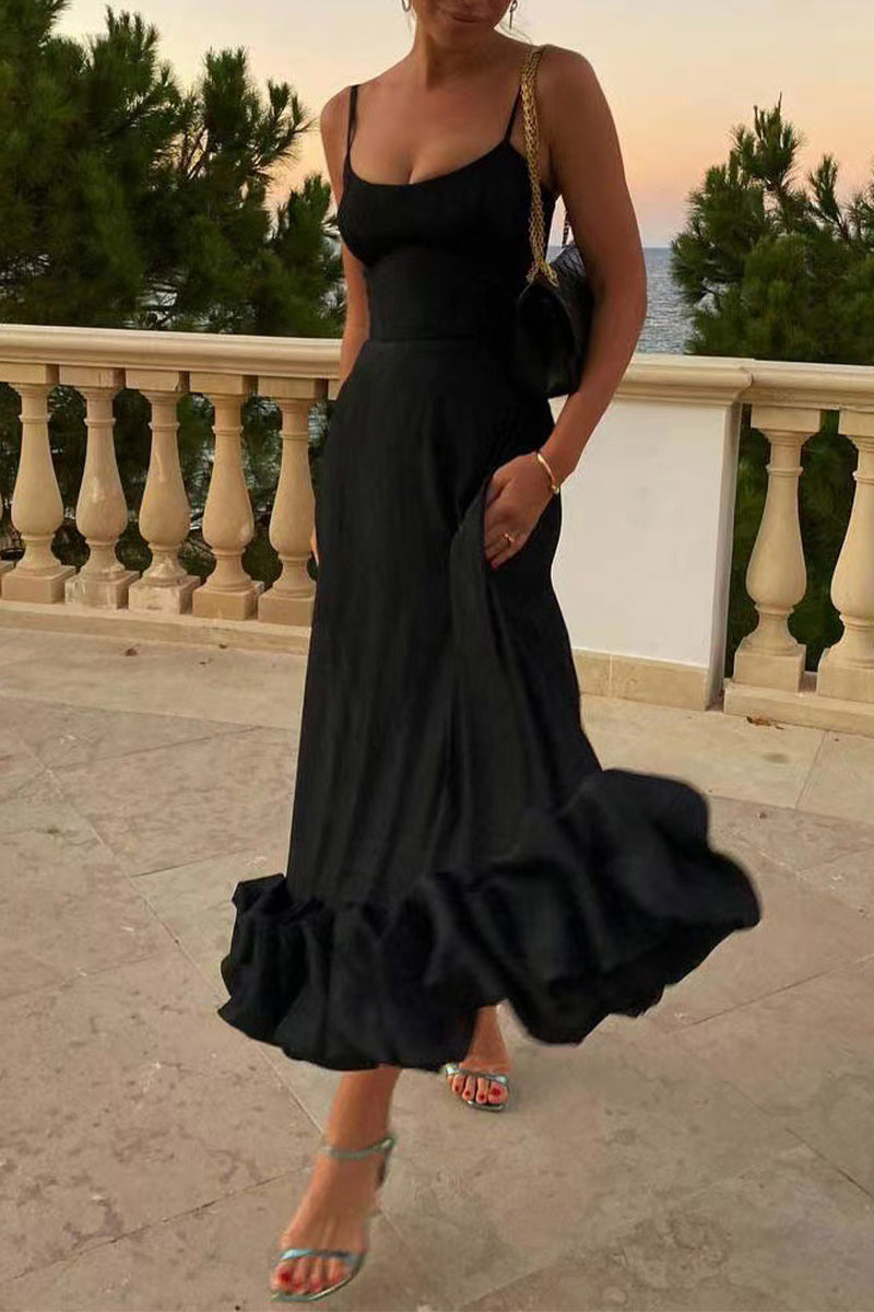 Simplicity Formal Solid Patchwork U Neck Evening Dress Dresses - View 4 | VelvetHem