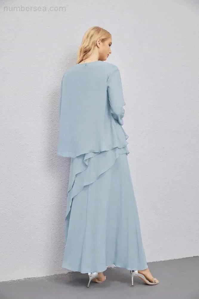 Mother of Bride Dresses with Open Front Lightweight Cardigan Formal Prom Gown  28081 (ZD16990)
