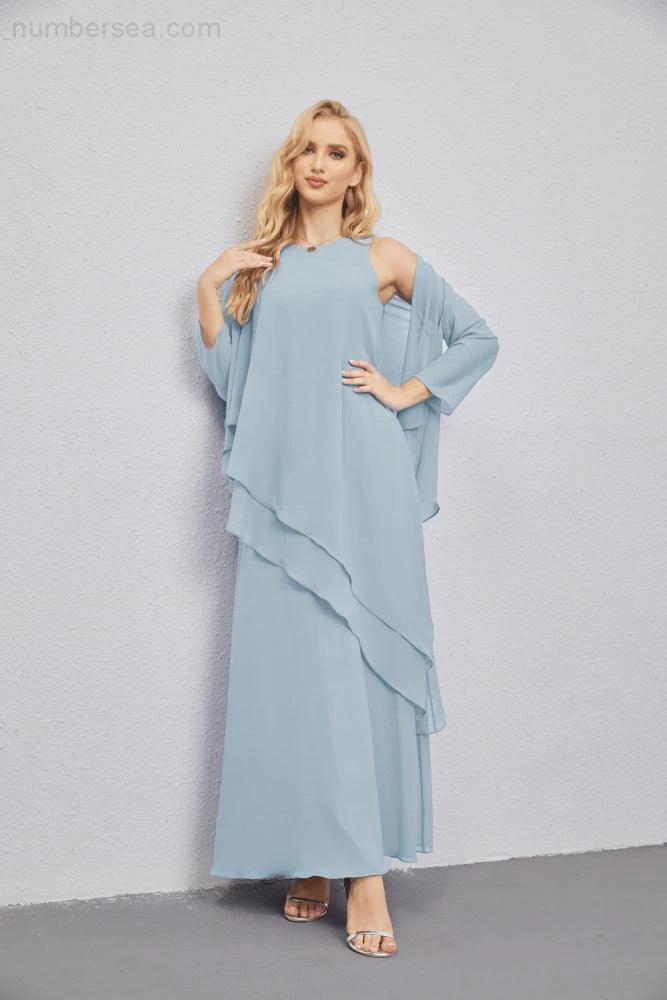 Mother of Bride Dresses with Open Front Lightweight Cardigan Formal Prom Gown  28081 (ZD16990)