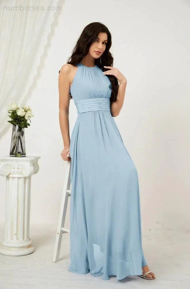 ZapDress Formal Party Gown Dress Chiffon Halter Long Sleeveless Bridesmaid Dresses 2802 (ZD16960)