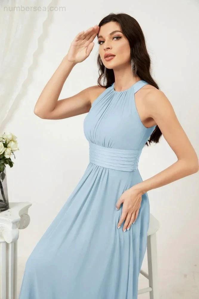 ZapDress Formal Party Gown Dress Chiffon Halter Long Sleeveless Bridesmaid Dresses 2802 (ZD16960)