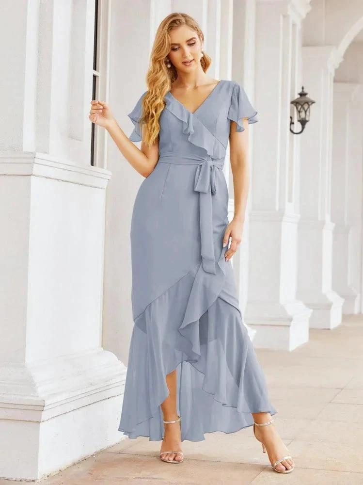 Numbersea Ruffled Bridesmaid Dresses Mermaid Formal Violin Evening Party Prom Gowns 28042 by numbersea