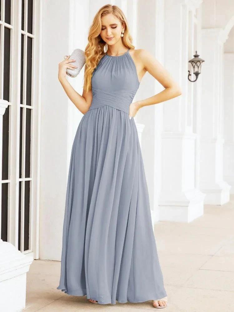Numbersea Sleeveless Bridesmaid Dresses Long Prom Gown Zipper with Keyhole Back 28056 by numbersea