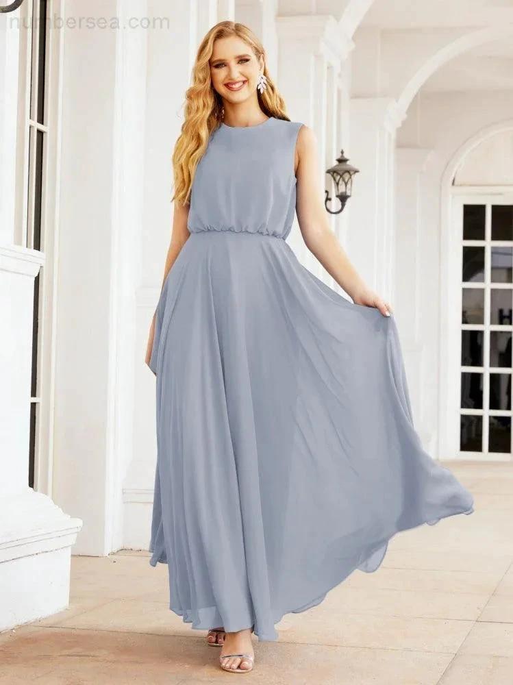 ZapDress Sleeveless Long Bridesmaid Dress A line Formal Evening Prom Gown 28025 (ZD17053)