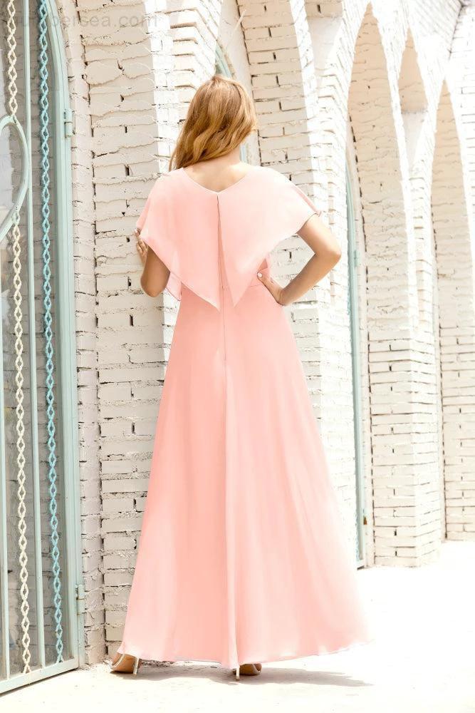 Zapdress Mother of The Bride Dresses Plus Size V-Neck Floor Length Formal Prom Dress for Wedding Guest 28020 (ZD17058)