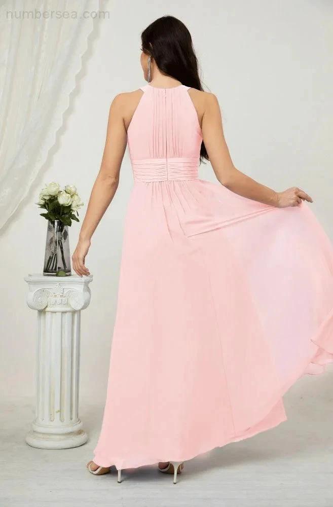 ZapDress Formal Party Gown Dress Chiffon Halter Long Sleeveless Bridesmaid Dresses 2802 (ZD16960)
