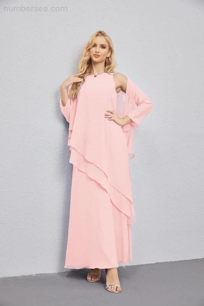 Mother of Bride Dresses with Open Front Lightweight Cardigan Formal Prom Gown  28081 (ZD16990)