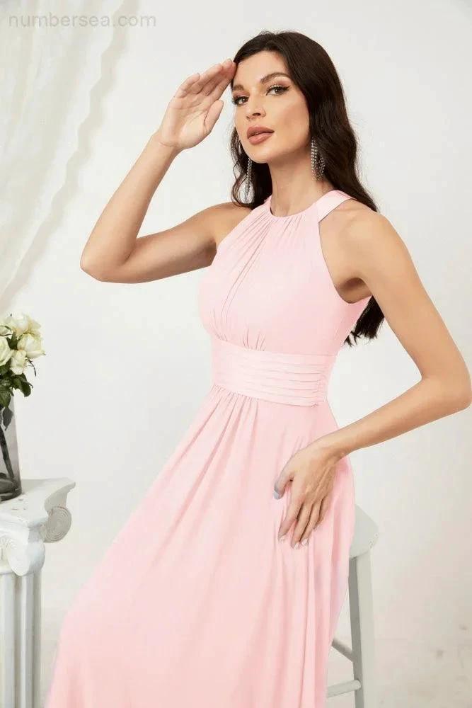 ZapDress Formal Party Gown Dress Chiffon Halter Long Sleeveless Bridesmaid Dresses 2802 (ZD16960)