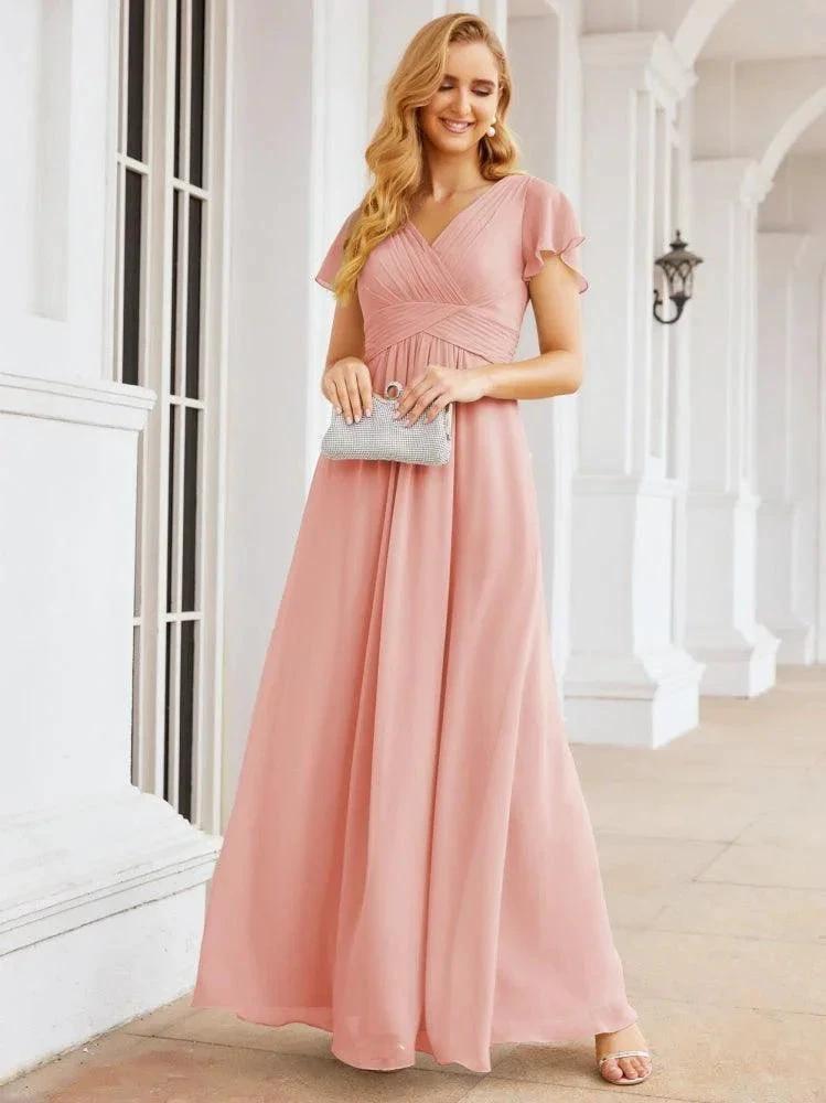 Numbersea Formal Prom Gowns for Mother of The Bride Cap Sleeves Bridesmaid Dress 28047 by numbersea