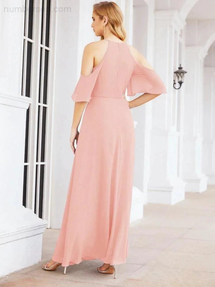 ZapDress Cold Shoulder Bridesmaid Dresses A-Line Long Formal Evening Gowns 28074 (ZD17048)