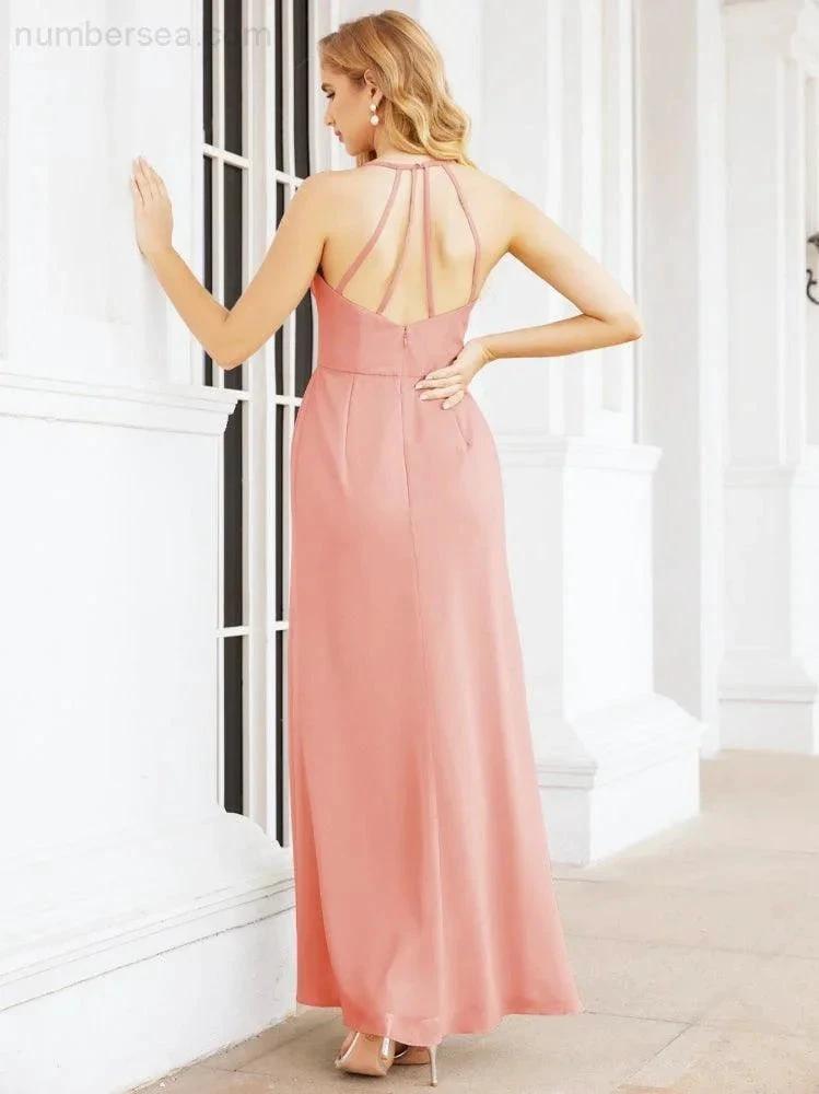 ZapDress Spaghetti Strap Bridesmaid Dresses V-Neck Long A-Line Formal Prom Gowns 28063 (ZD17045)